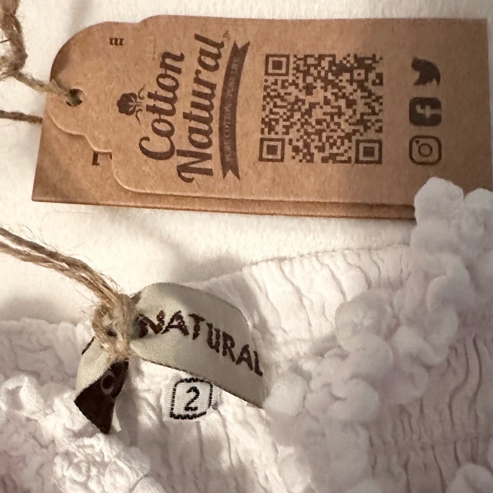 Cotton Natural White Dress Made Peru NWT Kids Girls 2T Toddler Fir Flare V-neck - Picture 5 of 7